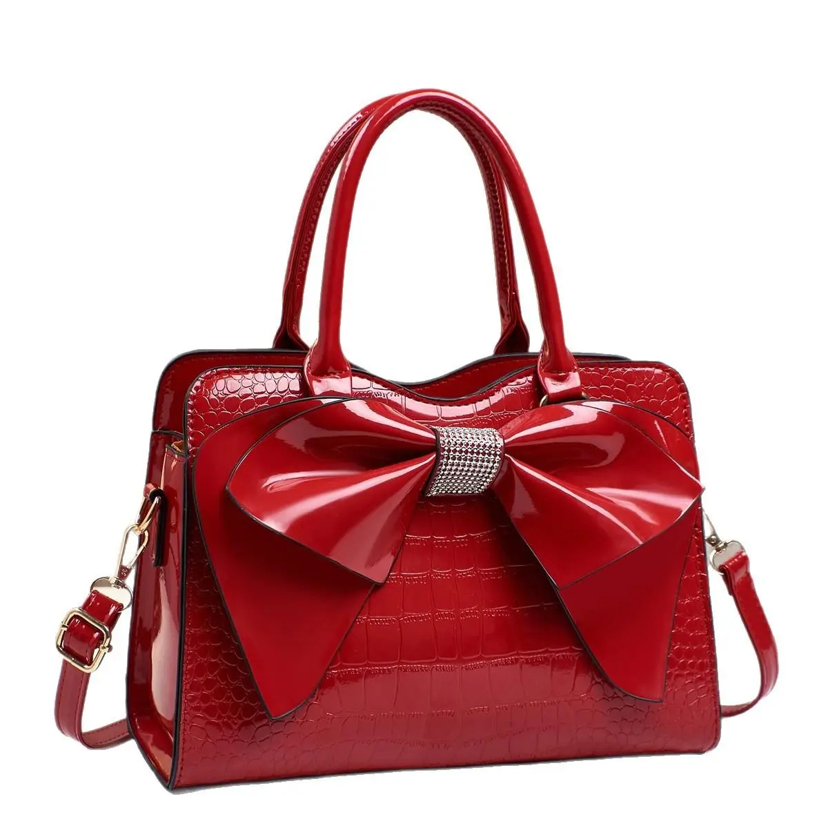 Elegant Plain PU Leather Top Handle Handbag for Women, Casual Lightweight Purse with Magnetic Closure and Bow Decor