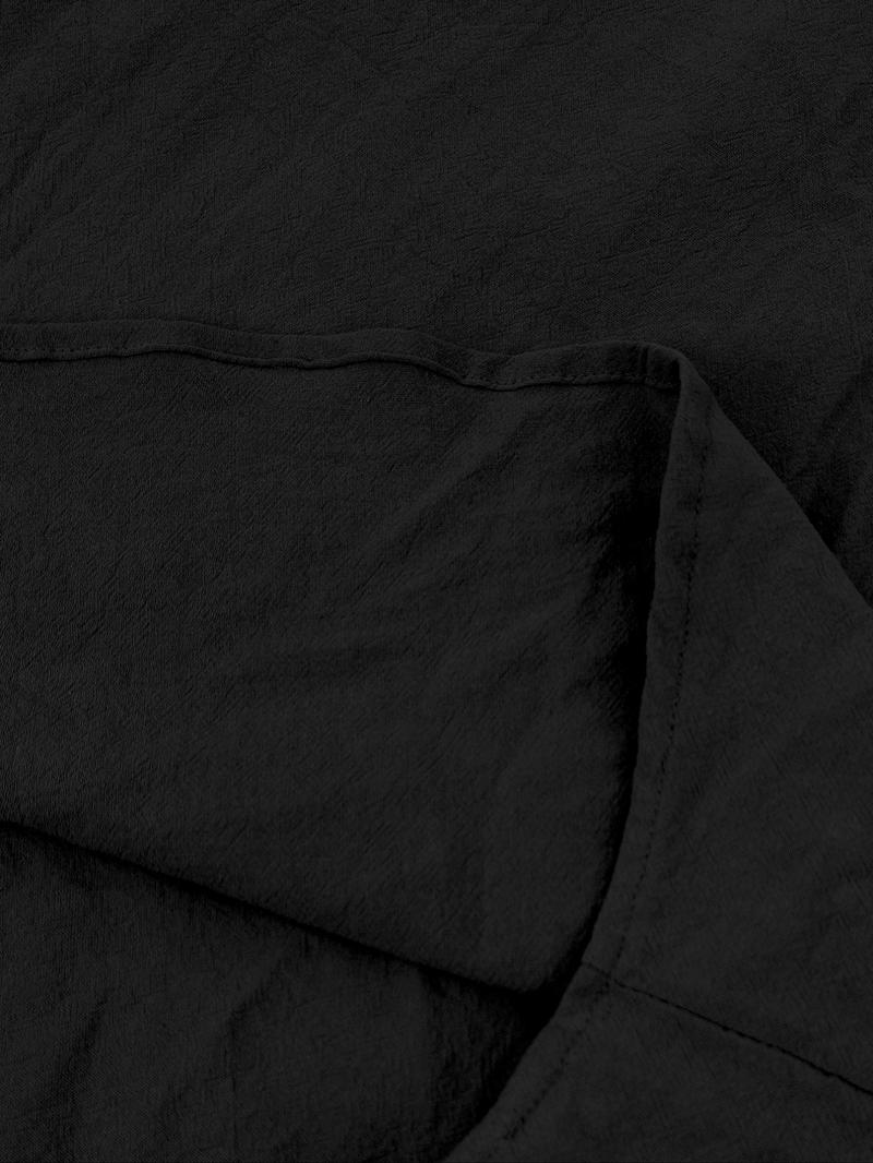 Men's Lightweight Breathable Linen Shirt, Drawstring Collar, Unique Design, Casual Plain Long Sleeve Polo, Perfect for Daily Commute Spring Fall Men's Clothing