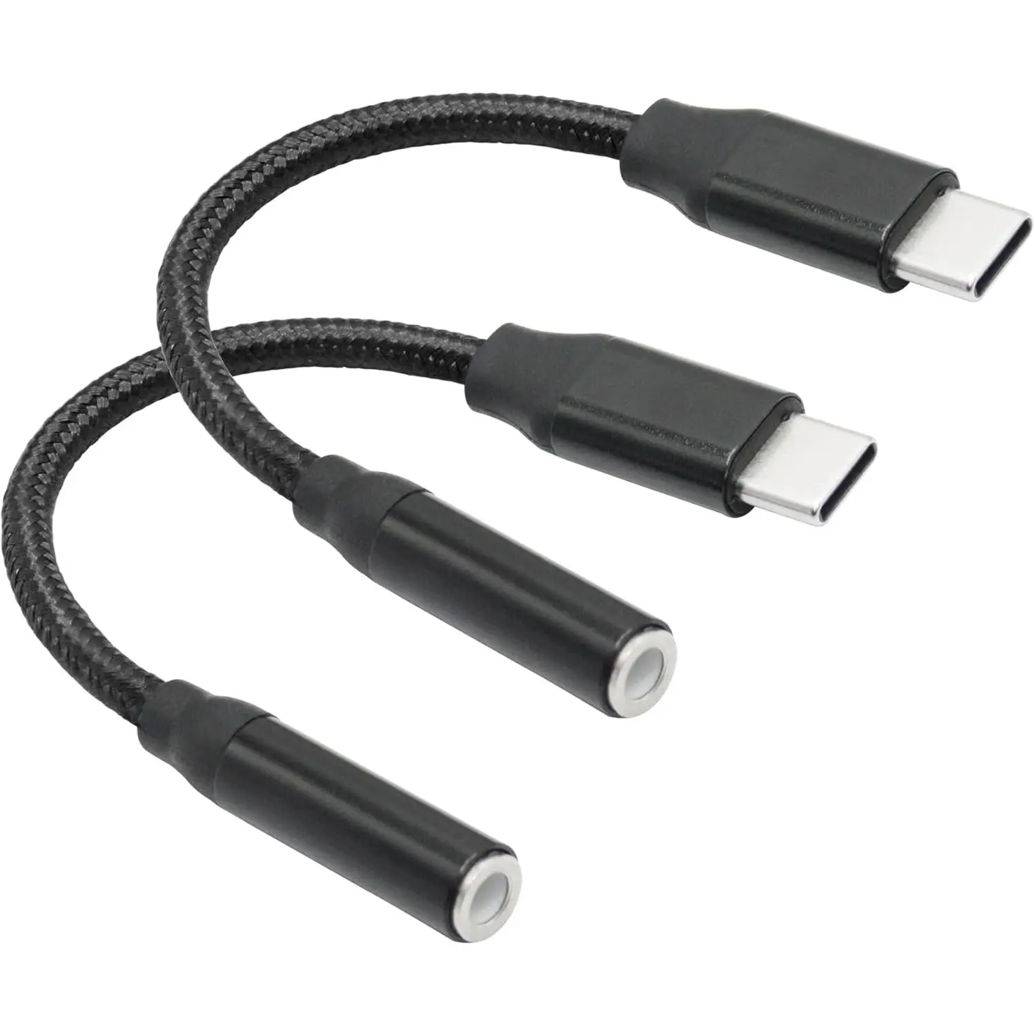 USB C to 3.5mm Headphone Jack Adapter Cable 2inch, USB Type C Male to 1/8'' 3.5mm Female Aux Audio Dongle Cable Cord, for USB Type C Port Cell Phone Not Have 3.5mm Audio Output Device(Black)