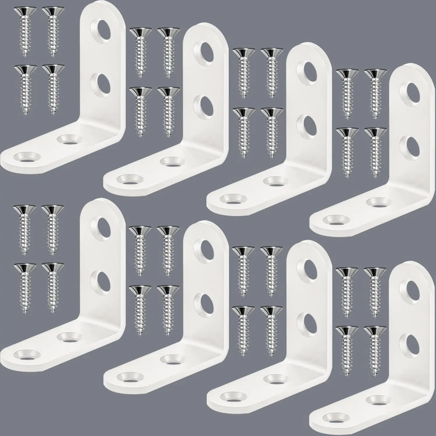 8 count White L Brackets 2x2x0.8 inch Corner Braces | Stainless Steel 90  Right Angle Shelf Brackets for , Floating Shelves, Tables, Furniture Hardware with Screws