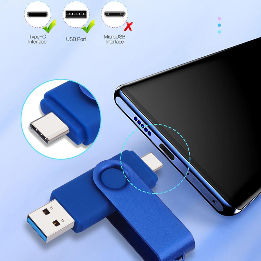 USB Flash Drive, 2-in-1 USB 3.0/Type-C OTG Memory Stick (1 Pc), Thumb Drive External Storage for Android Smartphones, PC, Mac and Laptops