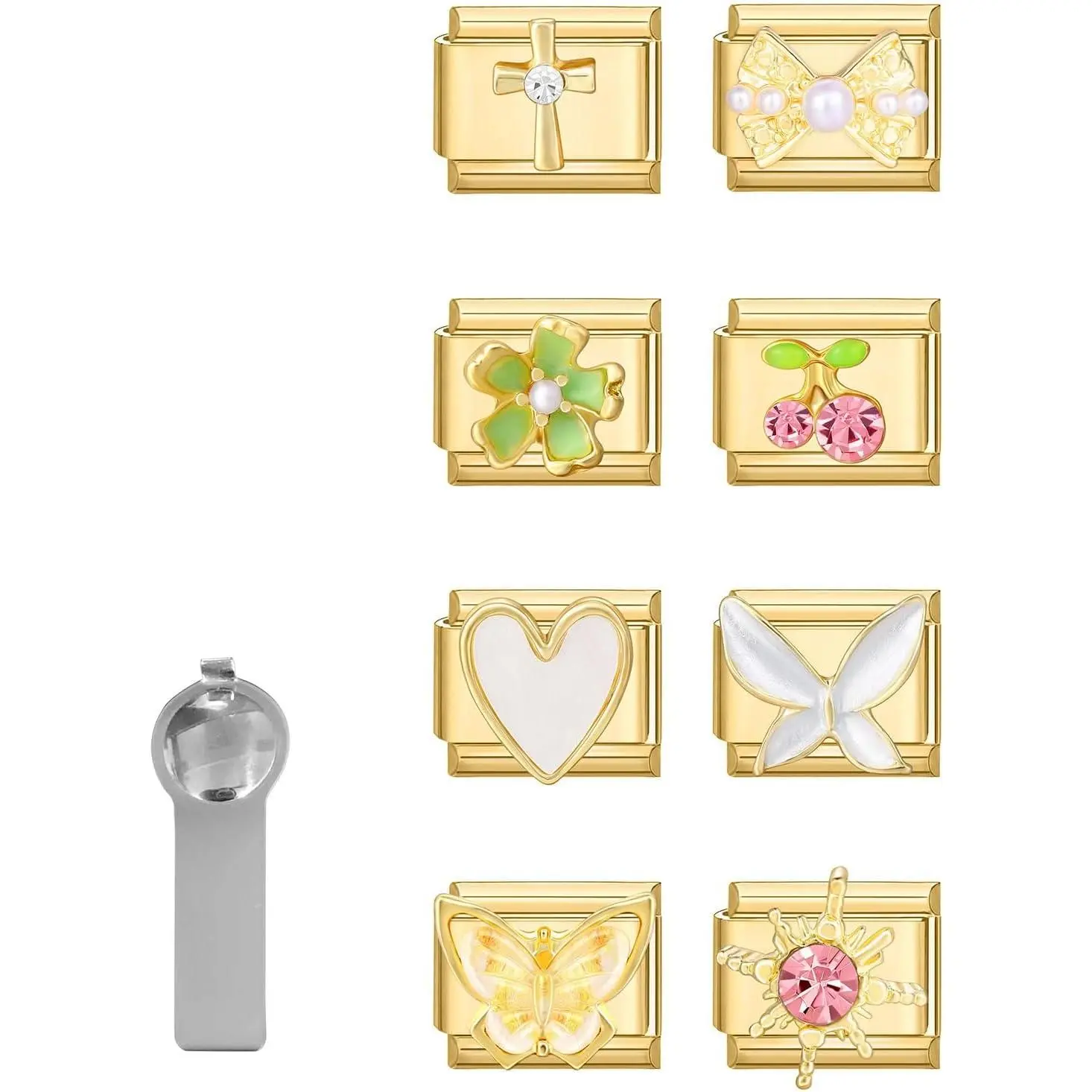 Italian Charms Only   8 count and Tools 9mm Italian Modular  Bracelet Link  DIY Module  Gifts Heart