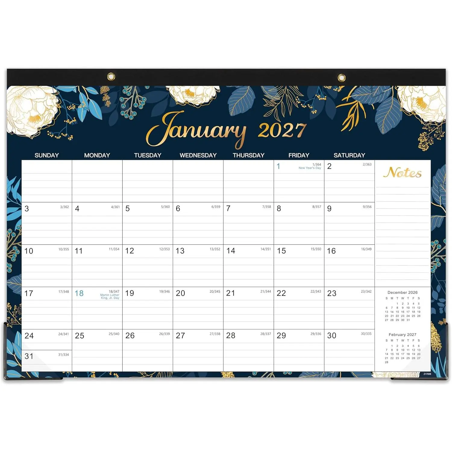 2027 Desk Calendar - Jan. 2027 - Dec. 2027, 12 Months Large Monthly Desk Calendar 2027, 17" x 12", Desk Pad, Large Ruled Blocks, To-do List & Notes,  Desk/Wall Calendar for Planning or Organizing