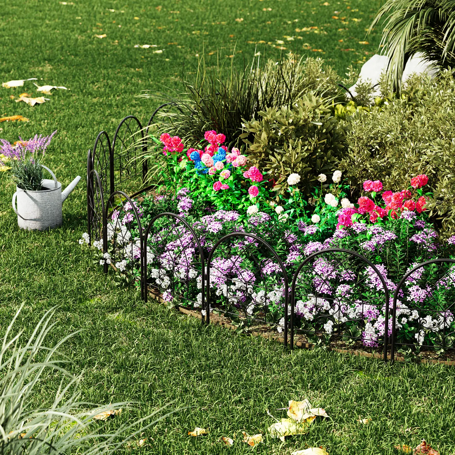 No-Dig Rustproof Metal Garden Fence 8 Pack | Easy Setup for Flower Beds Yard Pet Barrier | Solution for separating garden planting areas and blocking small pets