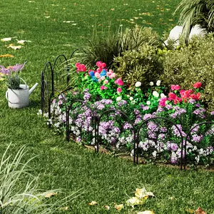 No-Dig Rustproof Metal Garden Fence 8 Pack | Easy Setup for Flower Beds Yard Pet Barrier | Solution for separating garden planting areas and blocking small pets