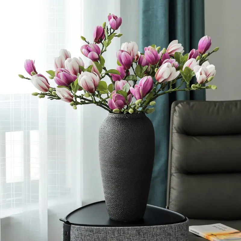 4pcs , Luxury Artificial Magnolia Bouquet, Soft Texture, Ideal for High-End Weddings, Home Decor, Festival Decoration