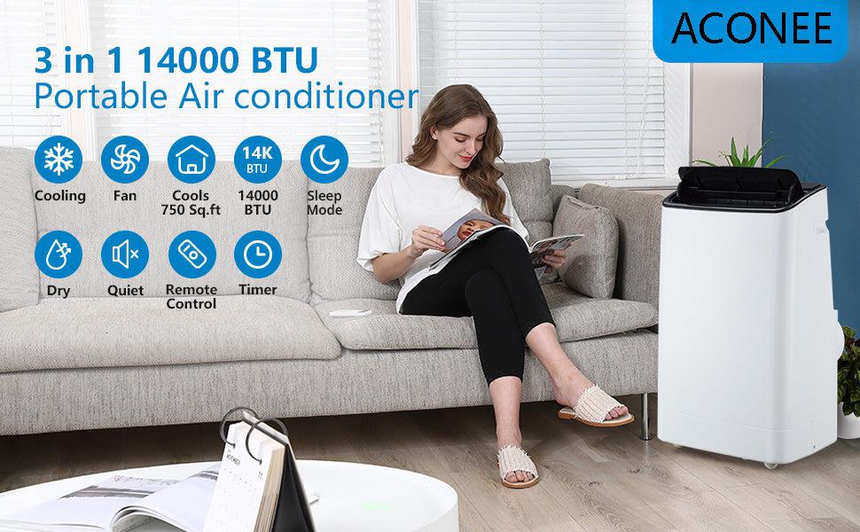 GARVEE Portable AC/Dehumidifier & Fan - 3-In-1, 14000 BTU 115V~, Suitable for 550-750 Sq.Ft