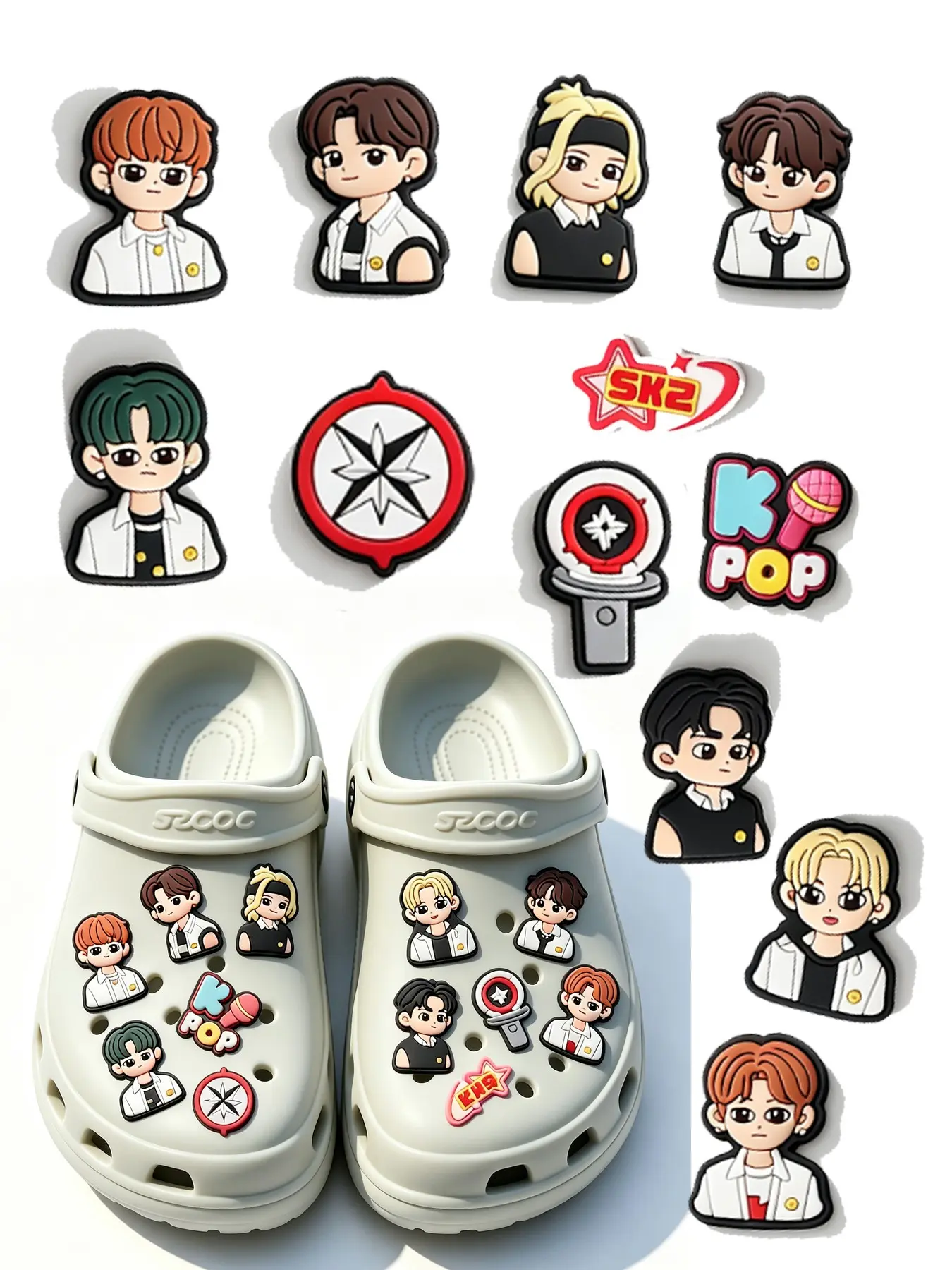 12/24/48 Pcs Boys Group Pop Shoe Accessories, Music Theme Decorative Crafts, Suitable for Holey Shoes, Party Gifts for Boys and Girls