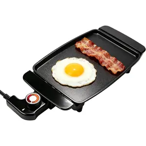 10 Inch Mini Ceramic Non-Stick Electric Griddle Skillet 1200W with Adjustable Thermostat Single Serve Grill for Breakfast Cooking Pancakes Eggs Sausage