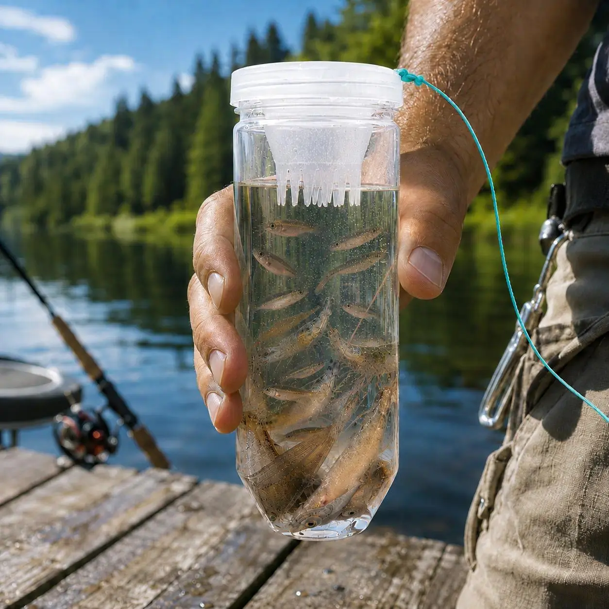 Portable Fish Trap, Minnow & Shrimp Catcher with Clear Viewing Design, Reusable Fishing Gear for Lakes, Ponds, Rivers & Outdoor Adventures