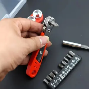 36 Tooth Mini Ratchet Screwdriver Kit with L-shaped Wrench, Narrow Space Repair - Multi Position Tool Kit with Socket Head, No Assembly Required, Manual Operation