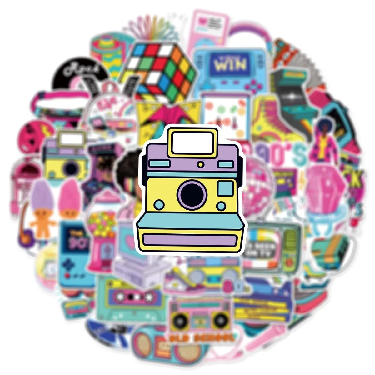 50Pcs 80s 90s Cartoon Stickers Retro Games Vinyl Waterproof for Laptop Phone Case Notebook Water Bottle DIY Stickers