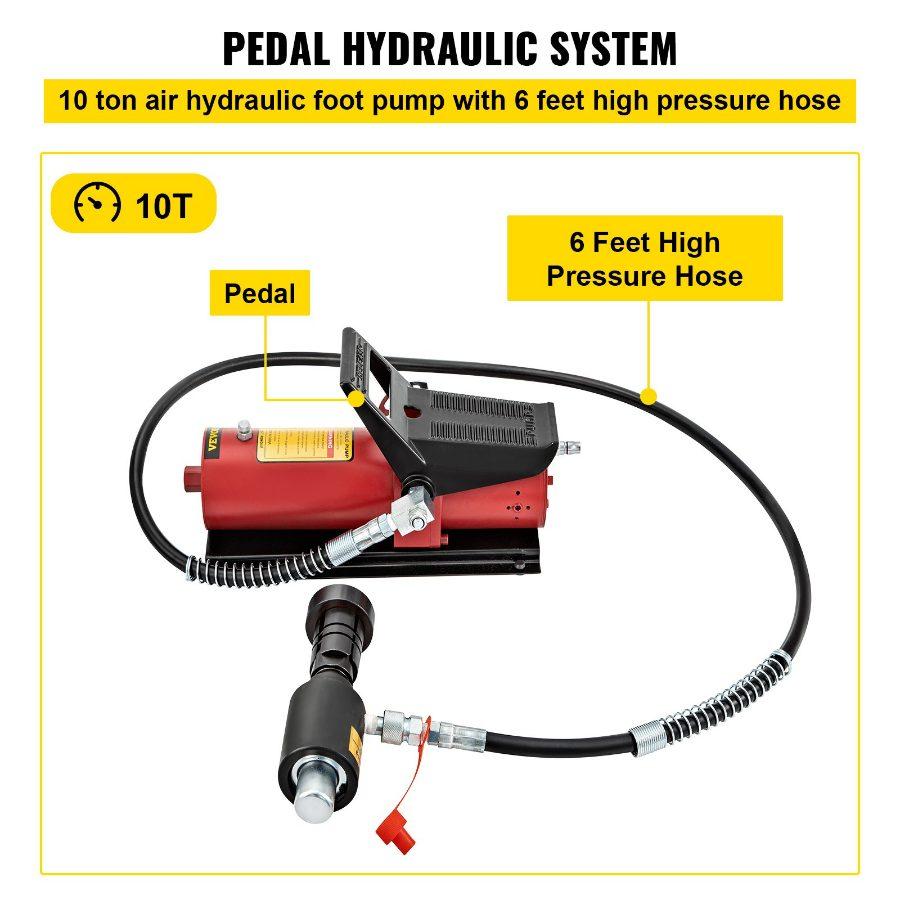 VEVOR Hydraulic Exhaust Pipe Expander, 1-5/8 to 4-1/4 size, 10 T Manual Hydraulic Pipe Stretcher with 4 Dies and 2 Storing Case for Copper, Aluminum Tubes in Car Repairing