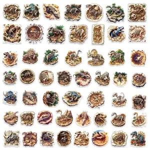 50Pcs Cartoon Dinosaur Fossil Stickers Graffiti for DIY Waterproof Scrapbook Stationery Phone Laptop Guitar