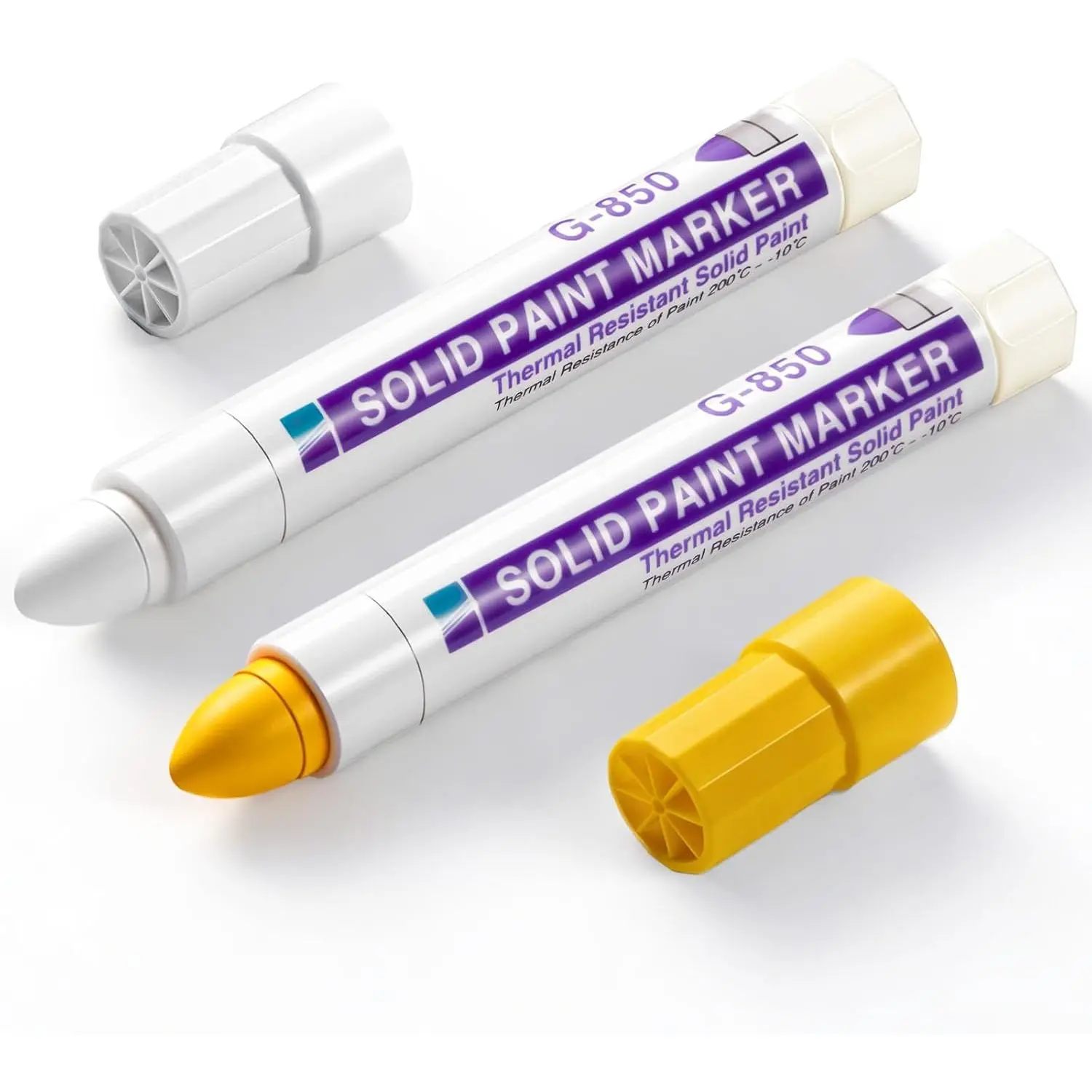 2 count Solid  Markers  Fade Resistant Permanent Marker Pens for Metal Tire Glass   and Industrial Long Lasting Pens Suitable for Wet Oil Concrete Surfaces