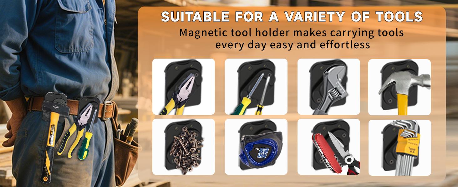 Magnetic Tool Holder, Strong Clip-On Belt Magnet Holster, Neodymium Magnet for Screws, Nails, Hammer, Pliers, Drill Bit, Wrench, Spanner and Any Magnet Hardware Magnetic Tool Holder, Strong Clip-On Belt Magnet Holster, Neodymium Magnet for Screws, Nails, Hammer, Pliers, Drill Bit, Wrench, Spanner and Any Magnet Hardware