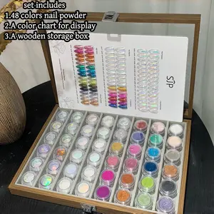 48 Color Nail Art Powder Set, Moonlight Opal Glitter Powders, Perfect Gift, Includes Pre-Brushed Palette, Hot Selling Nail Highlighter
