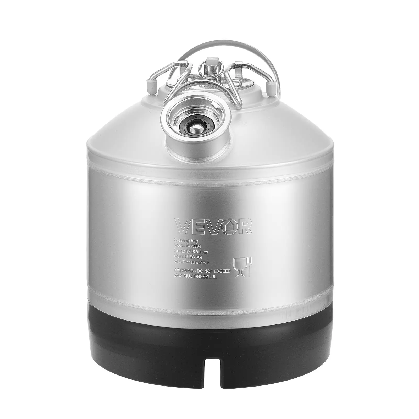 VEVOR Cleaning Keg, 1.75 Gallon/6.5L Keg Line Cleaning Kit with D Coupler Connection Rubber Base, Beer Lines Cleaner Used for Beer Line Cleaning, 304Stainless Steel Kegerator Beers Lines Cleaner Kit