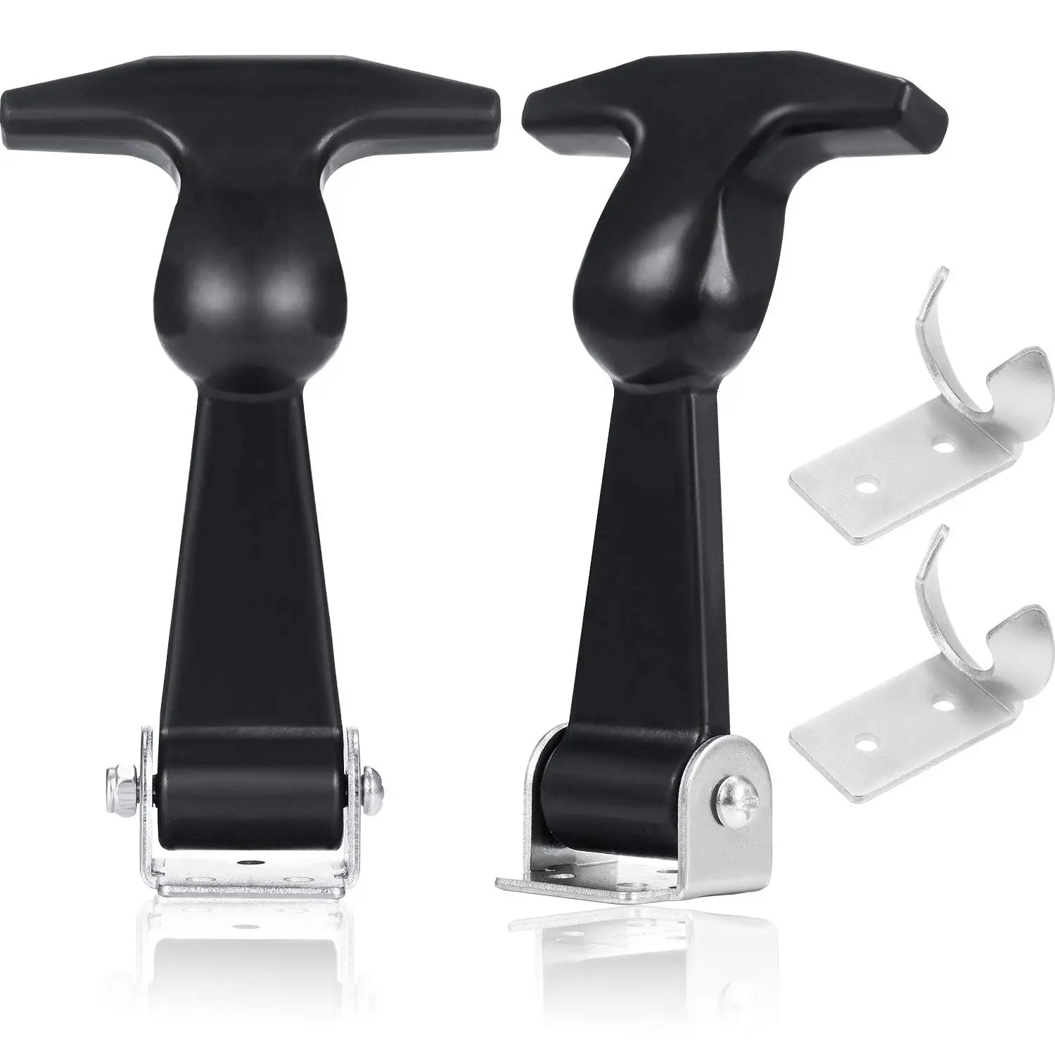 2 Pcs Rubber T-Handle Latches with Stainless Steel Brackets, Elastic Strap Hasp for Vehicle Engine Hood, Tool Box, Cabinet SecureGift