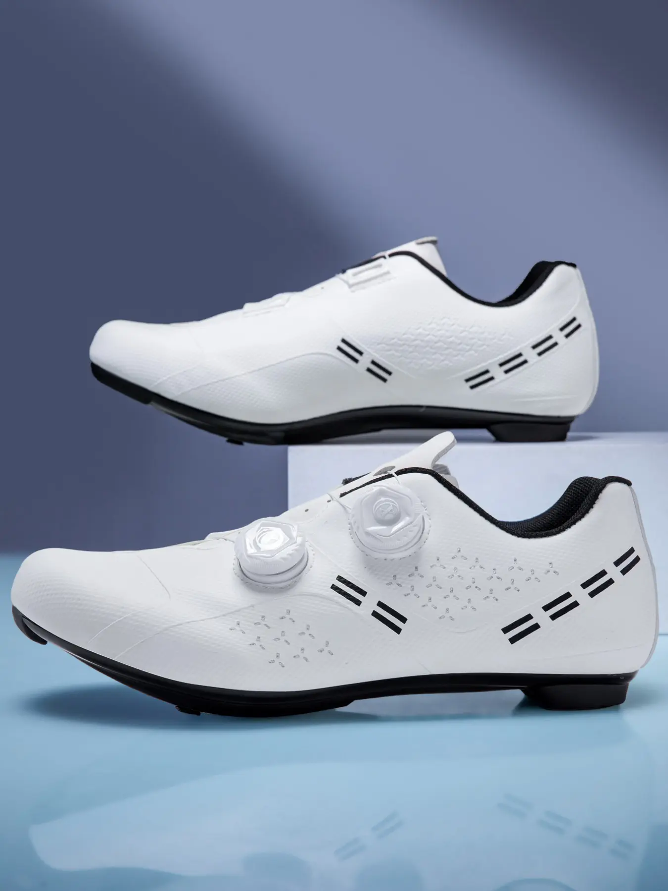 Unisex Professional Cycling Shoes, Road Bike Shoes, Dual Buckle Quick Lock, Breathable Carbon Sole, Lightweight for Long Rides, All-Season Sporty Sneakers