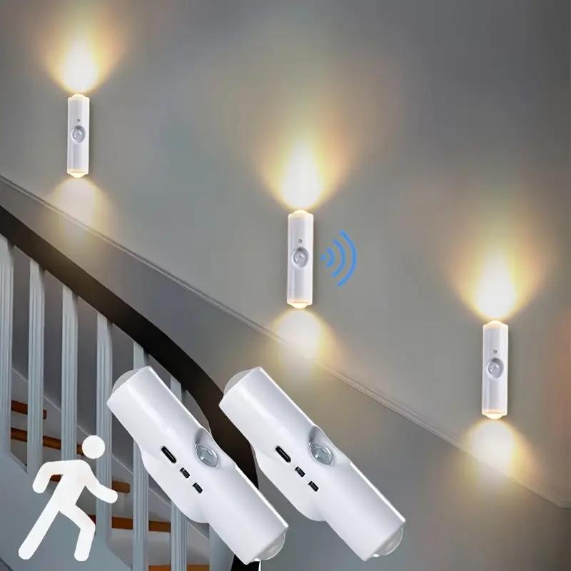 USB Rechargeable Motion Sensor Wall Light, Adjustable Brightness, Under Cabinet Lighting for Kitchen, Hallway, Closet, Stairs, Home Use, Multifunctional Lighting