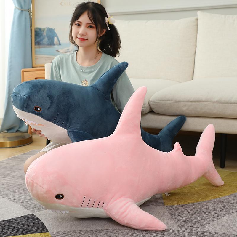 30-120CM Gaint Shark Whale Plush Pillow Gray Blue Pink Shark Stuffed Doll Warm Hug Pillow Cushion Toys Sofa Home Decoration
