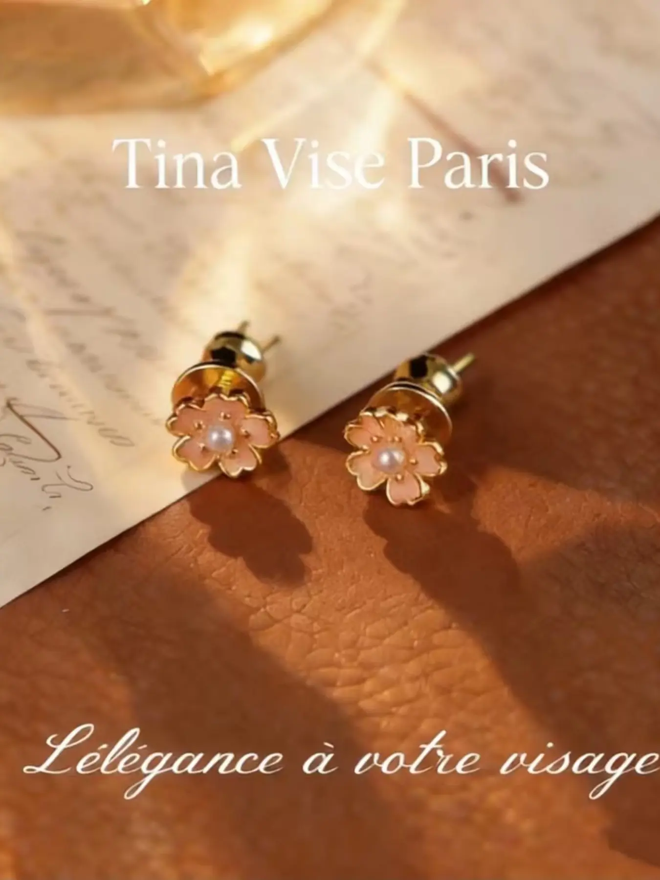 French Style Gentle Cherry Blossom Pearl Stud Earrings, Enamel Five-Petal Flower Ear Jewelry, Luxurious Sweet All-Season Accessories