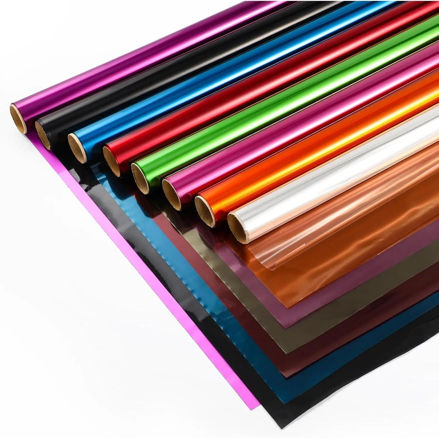 8 Colors - Colored Cellophane Wrap for Gift Baskets & DIY Craft - Colored Cello Wrap, DIY Decoration-(17” x 10ft x 8 Rolls)