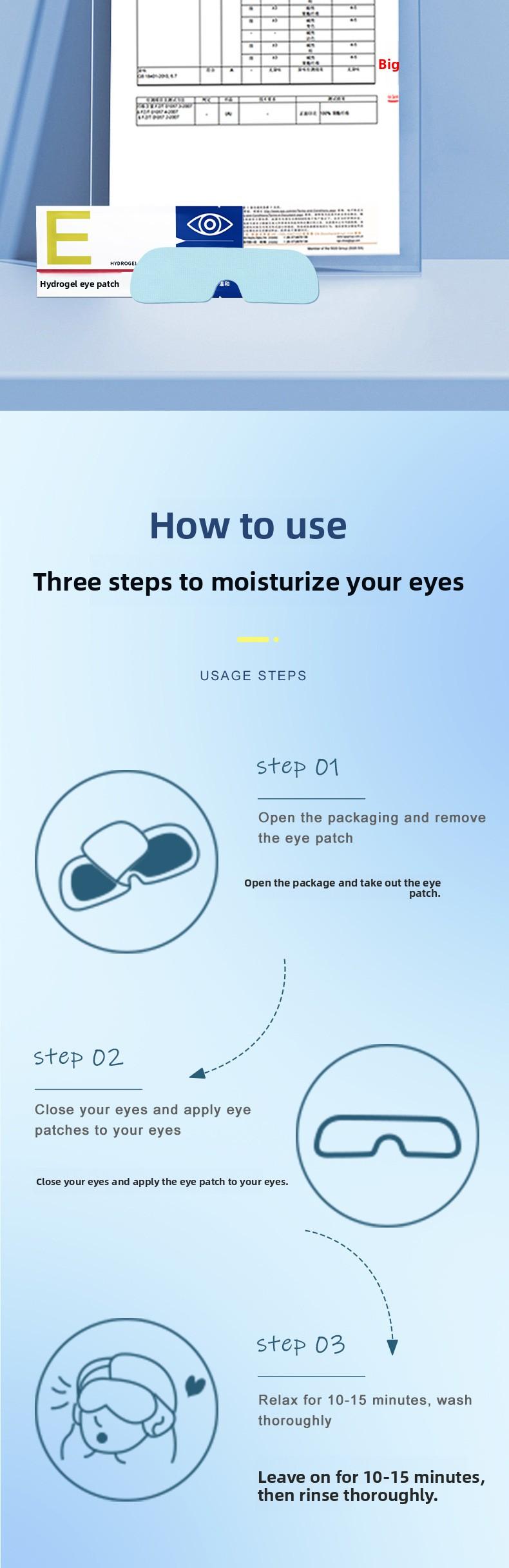 Hydrogel herbal cooling eye mask for summer, refreshing and cooling, disposable soothing eye patch, in stock at the factory