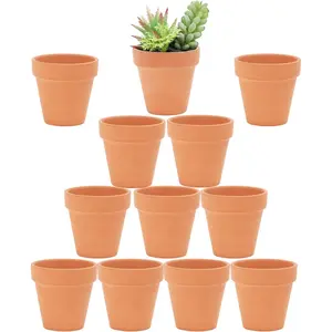 Yishang 2.5 inch Terracotta Pots with Drainage Holes,Small Mini Clay Ceramic Pottery Planter,Cactus Flower Terra Cotta Pots,Succulents Nursery Pots for Indoor/Outdoor Plants,Crafts,Wedding-12 Pack