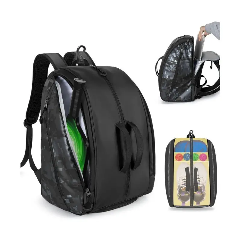 Large Capacity Waterproof Organized Storage Pickleball Backpack with Separate Shoe Compartment, Multi-Functional Portable Tennis Bag, Ideal for Sports Enthusiasts