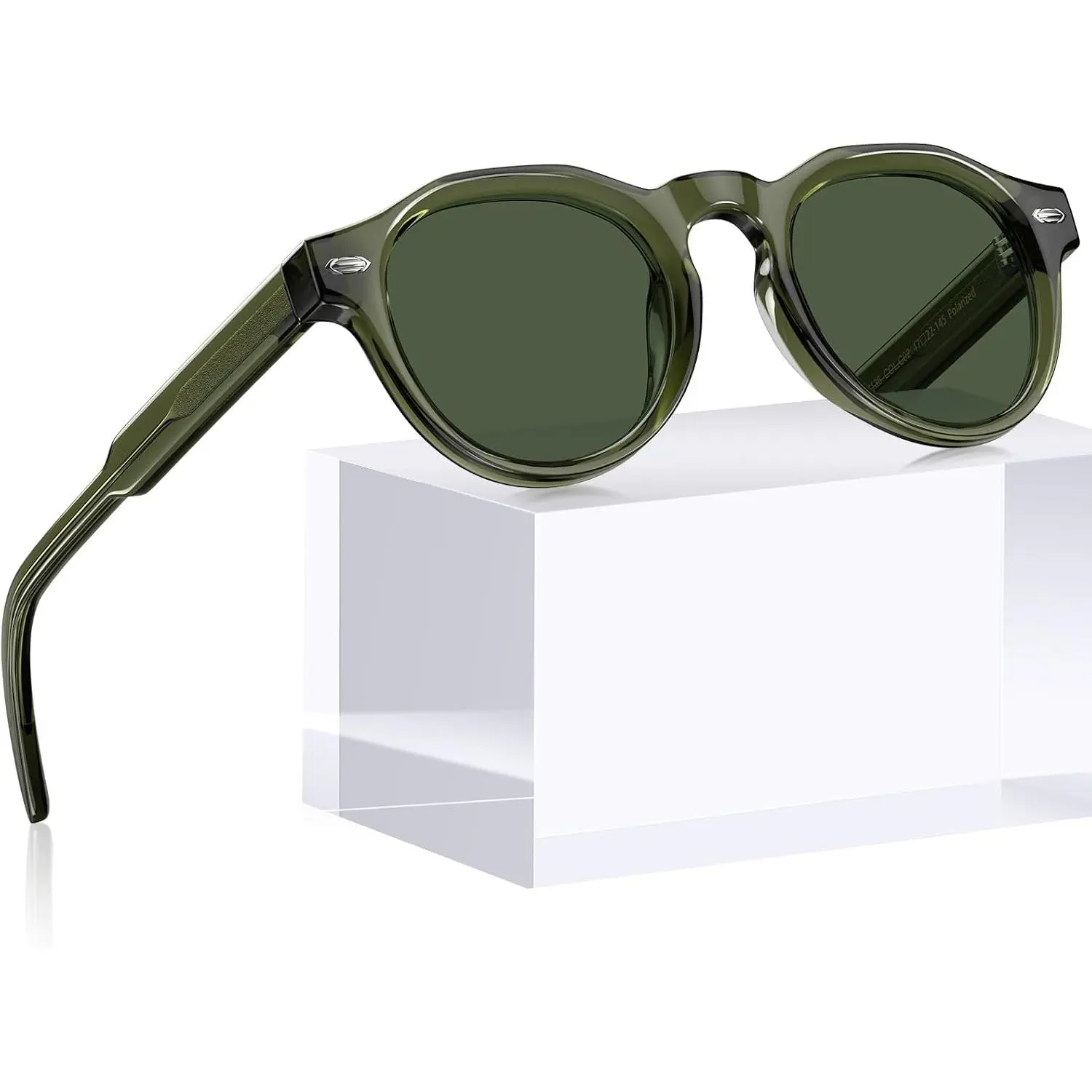 Small Retro Polarized UV Protection Sunglasses for Men Women | Italian Acetate Round Sun Glasses suit for Small or Medium ,suitable for driving, beach vacations and daily use