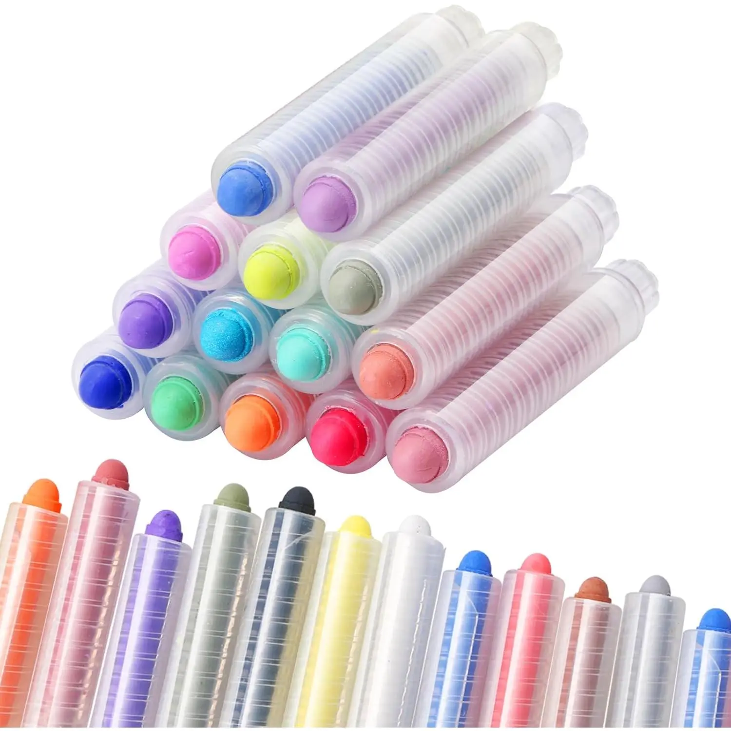 20 Pcs Dustless Twistable Colored Chalk for Painting and Blackboard Writing