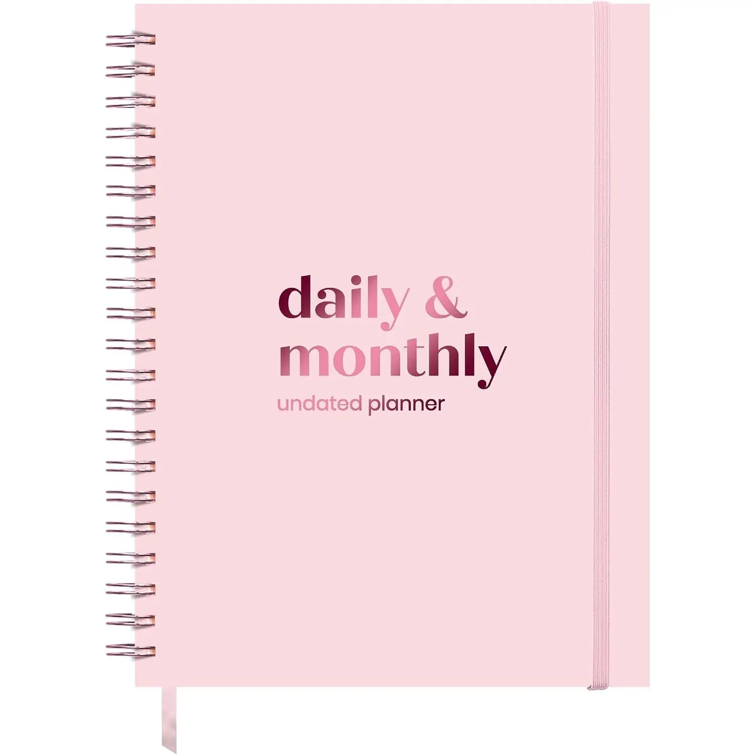 Undated Daily Planner | 2026 Calendar | Large Daily and Monthly Planner with Hourly Schedule, 8.5" x 11" | 6 Month, Full Page a Day, , Time Blocking,  Aesthetic Hardcover Spiral Notebook