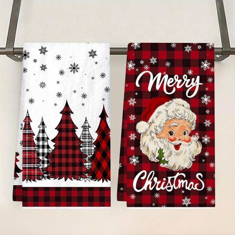 2pcs Christmas Kitchen Towels Merry Christmas Party Decoration 2025 Xmas Santa Claus Dish Towel Navidad Natal New Year Gift 2026