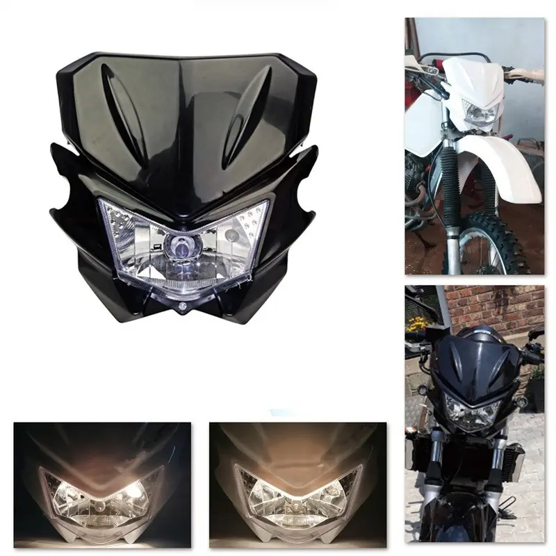 12V Motorcycle Front Light Universal 35w Dual Sport Headlight Housing, Large Lamp Motorcycle Lights for Kawasaki Honda Suzuki Off-Road Motorcycles
