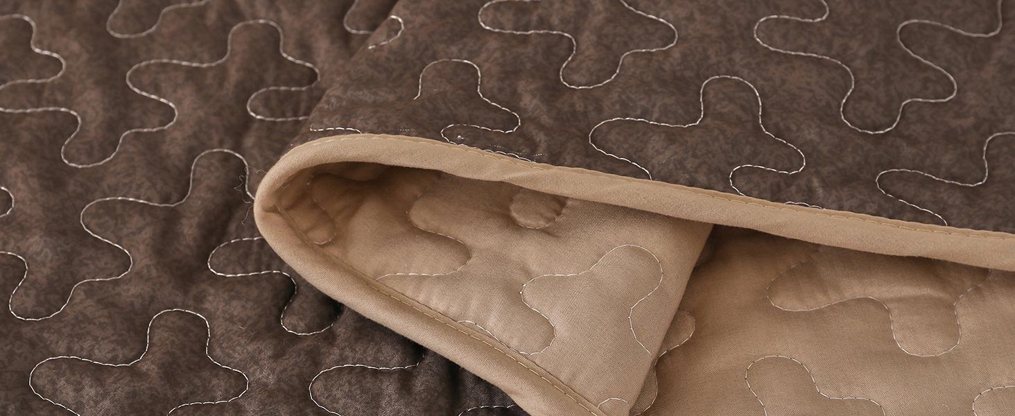 Boho Set Queen Size,3 Pieces Brown Printed Bedspread Coverlet Set,Lightweight Microfiber Bedding Set with 2 Pillowcases,96"*90"