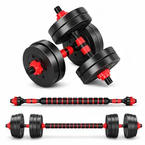 Multifunctional Adjustable Dumbbell Set 22 lbs Free Weight Multi-use Barbell Push-up Stand Home Fitness Equipment for Men and Women Non-slip