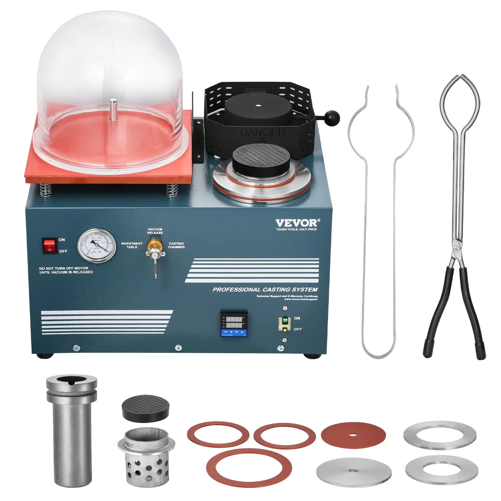 【Summerfinds】VEVOR Vacuum Investing Casting Machine with Melting Furnace, Convenient Oil Injection Port, Precision Pressure Gauge, All-in-One Machine for Casting Jewelry and Melting Scrap, Silver, Gold, Copper