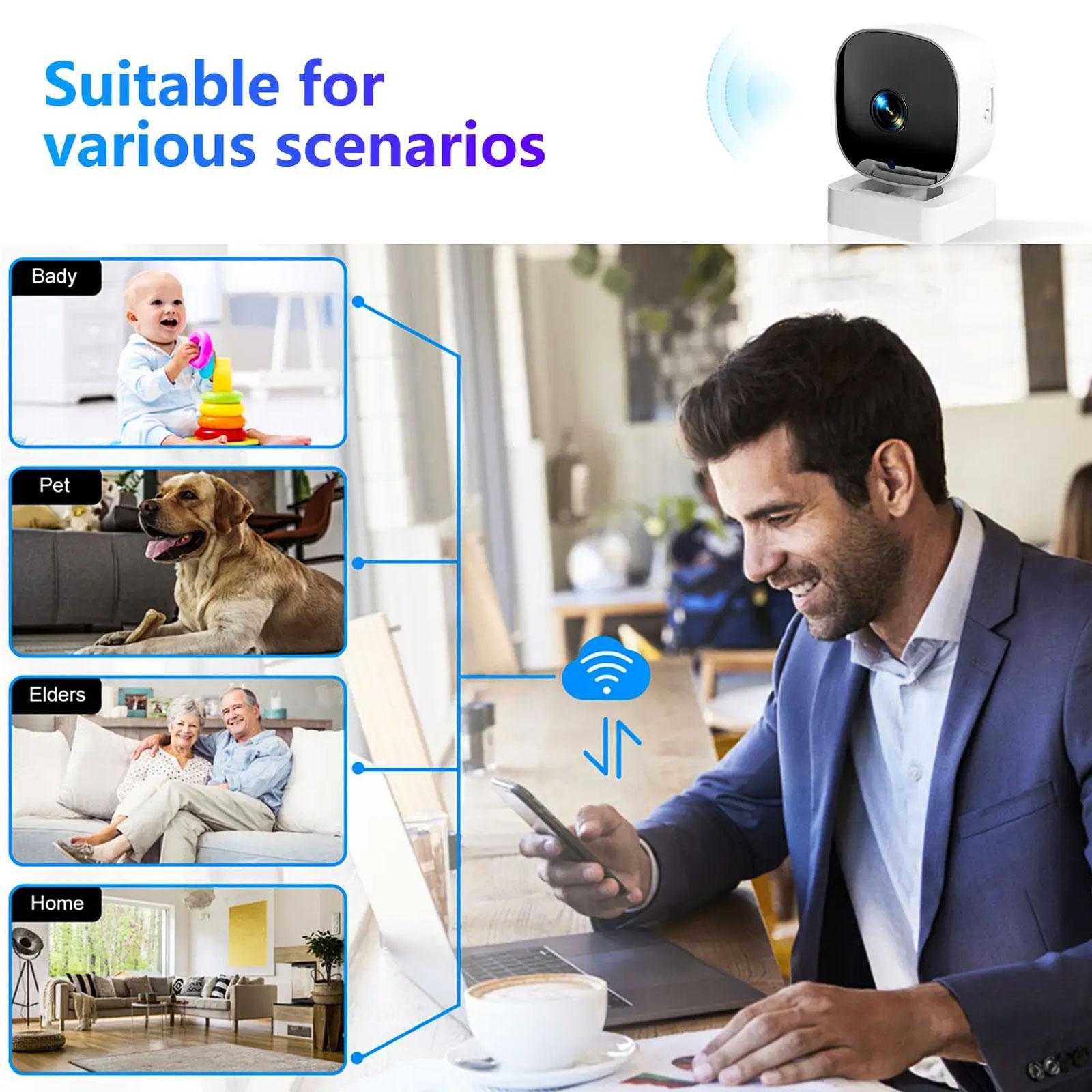 Wireless WiFi Camera, USB Wall Mount Security Monitor with Night Vision, Motion Tracking, 2-Way Talk, APP Live View, Security Camera for Indoor Use, Home Monitoring Camera