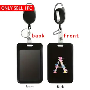 Retractable Badge Holder, Portable ID Card Reel, Card Sleeve with Breakaway Safety Clip-on, Adjustable Nylon Cord & Metal Spring Clip for Nurses, Teachers & Office Workers, Badge Reels Retractable