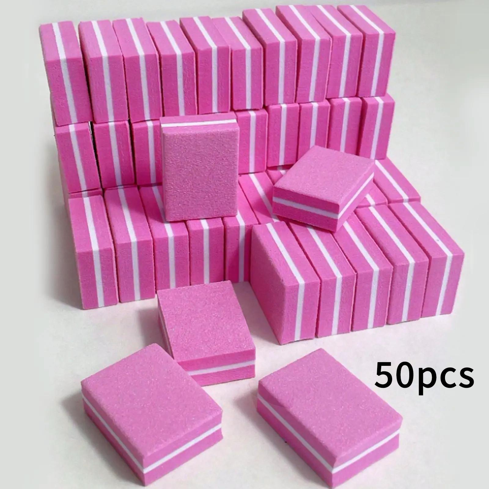 50pcs Mini Nail Buffer Blocks, 100/180 Grit Nail Files for Acrylic and Natural Nails, Bulk Pink Buffing Blocks for Professional Manicure