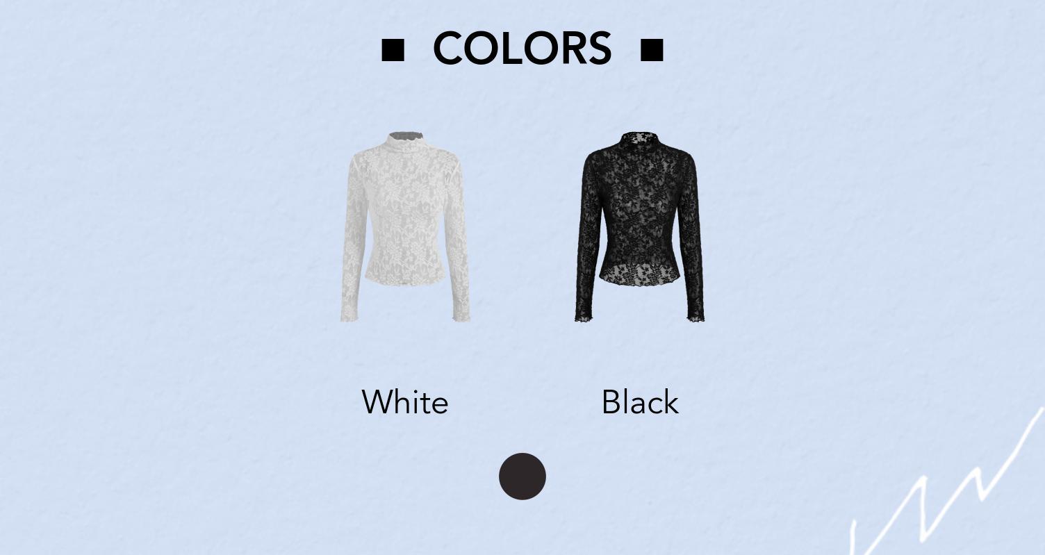 Cider [2 colors, size 0-10] Lace High Neck Lettuce Trim Long Sleeve Top