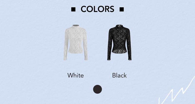 Cider [2 colors, size 0-10] Lace High Neck Lettuce Trim Long Sleeve Top