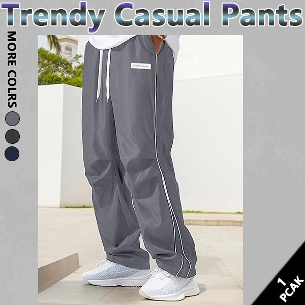 Men‘s Loose Sports Pants Men Trousers Grey Side Stripeswith Gold Accent Stripe Comfortable DesignAthleisure Style Bottoms Athletic Bottoms Gymwear streetwear fall outfits outfits men gym athletic clothes