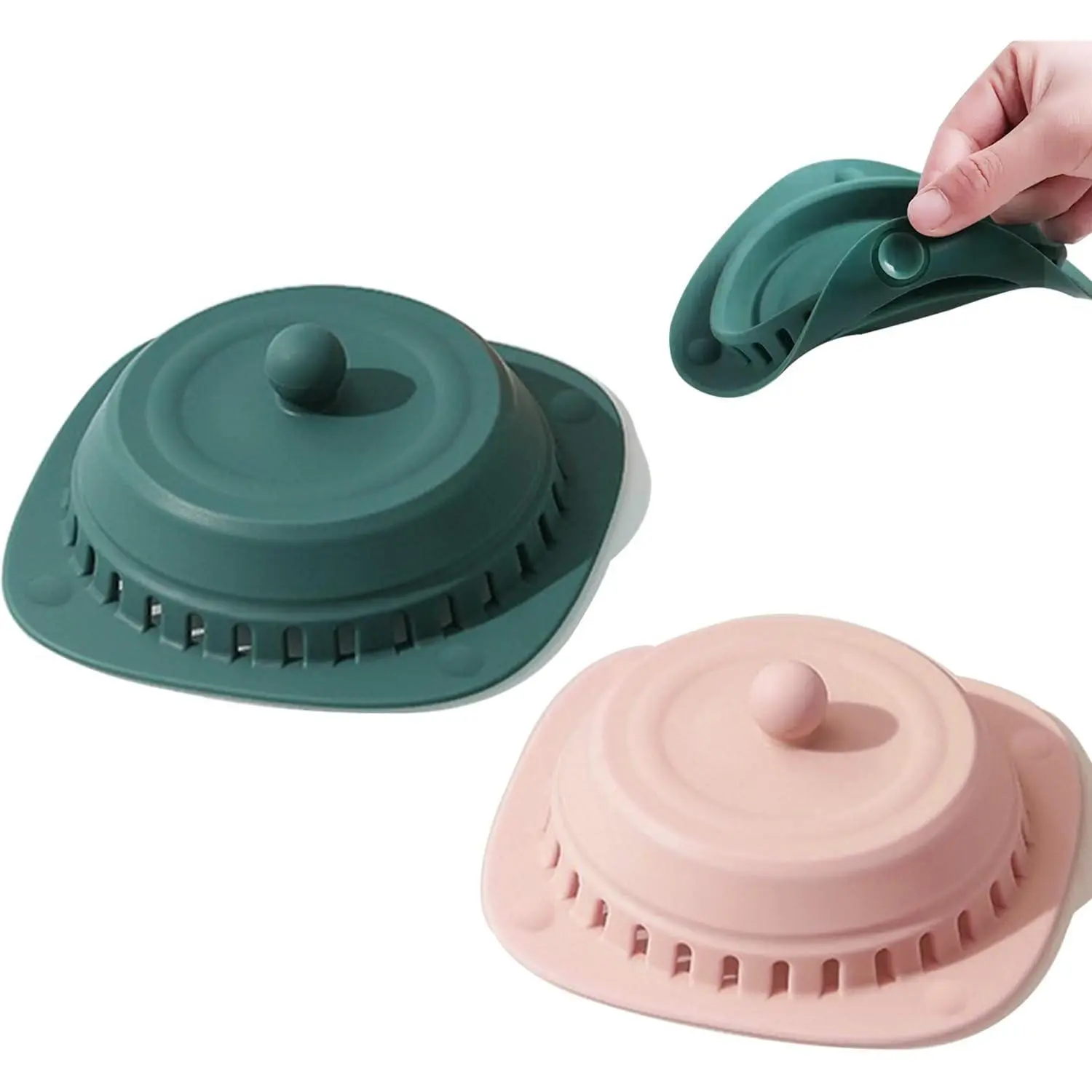 Drain Cover & Protector, 2 Pack Hair Catcher with Suction Cups | For Kitchen Sink, Shower & Bathtub,  Design, Helps Catch Hair and Debris, Easy to Clean