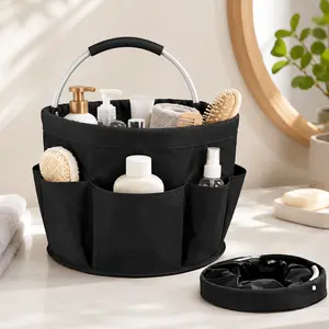 🧺 Declutter Fast!Black Foldable Storage Basket with Multi Pockets, Portable Home & Travel Organizer Caddy