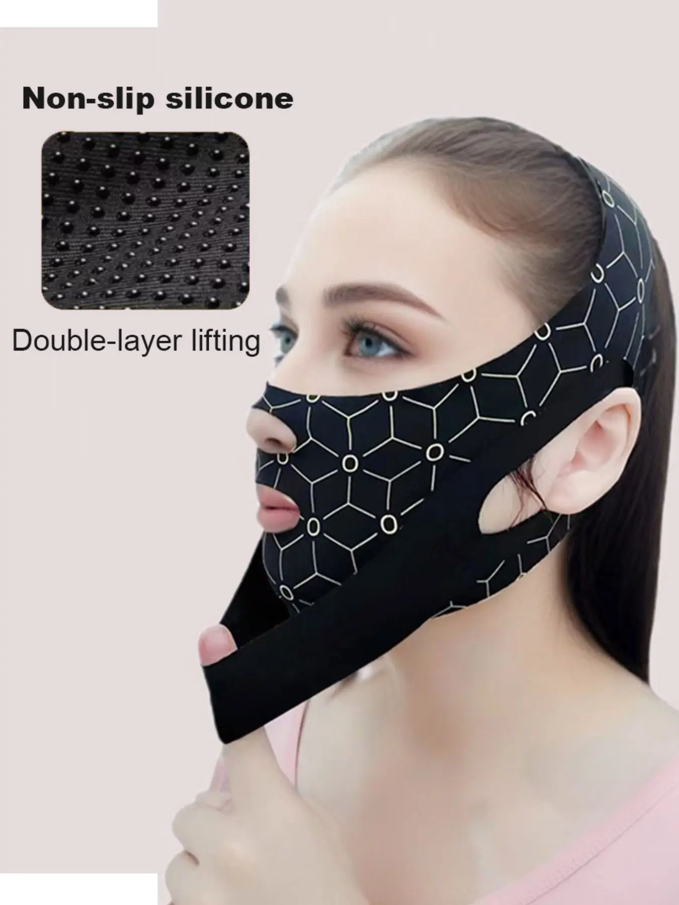 Double Layer Anti-Slip V Face Lifting Band, Face Shaper Facial Mask for Chin Improvement, Sleep Tightening Slimming Band, Enhance Face Contour
