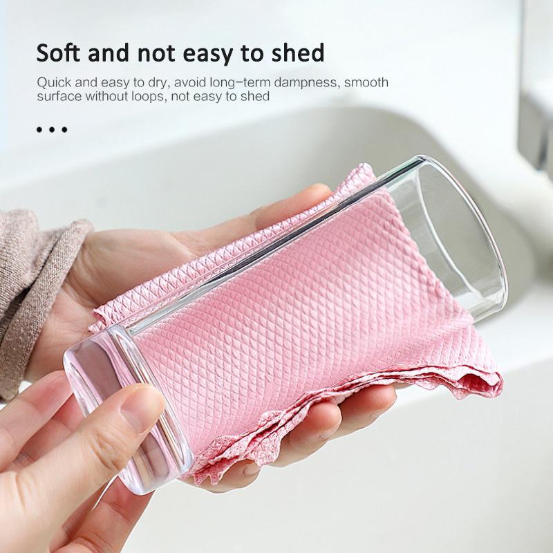 10-1PC Microfiber Washing Dish Cloth Cleaning Towel Super Absorbable Window Glass Cleaning Cloth Kitchen Anti-grease Wiping Rags