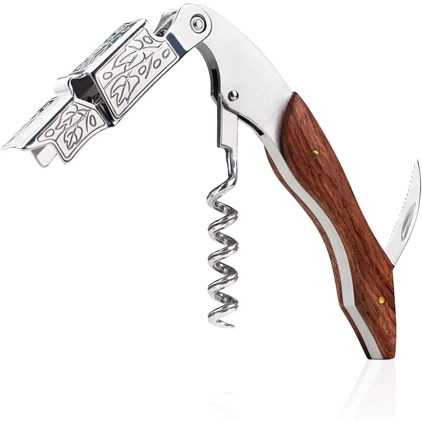 Opener, Waiter Corkscrew  Key for Servers, Classic Rosewood | Stainless Steel,  Bottle Opener with  & Cap Remover for  Use, Servers, Waiters Bartenders and  Lovers